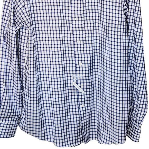 Egara Men's Warehouse Blue White Check Spread Collar Flip Cuff Shirt Sze XLT NWT - Picture 4 of 11